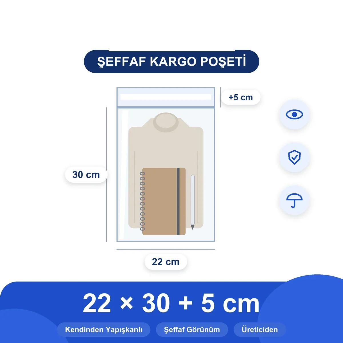 22 x 30 +5 cm Şeffaf Kargo Poşeti — Görsel 2