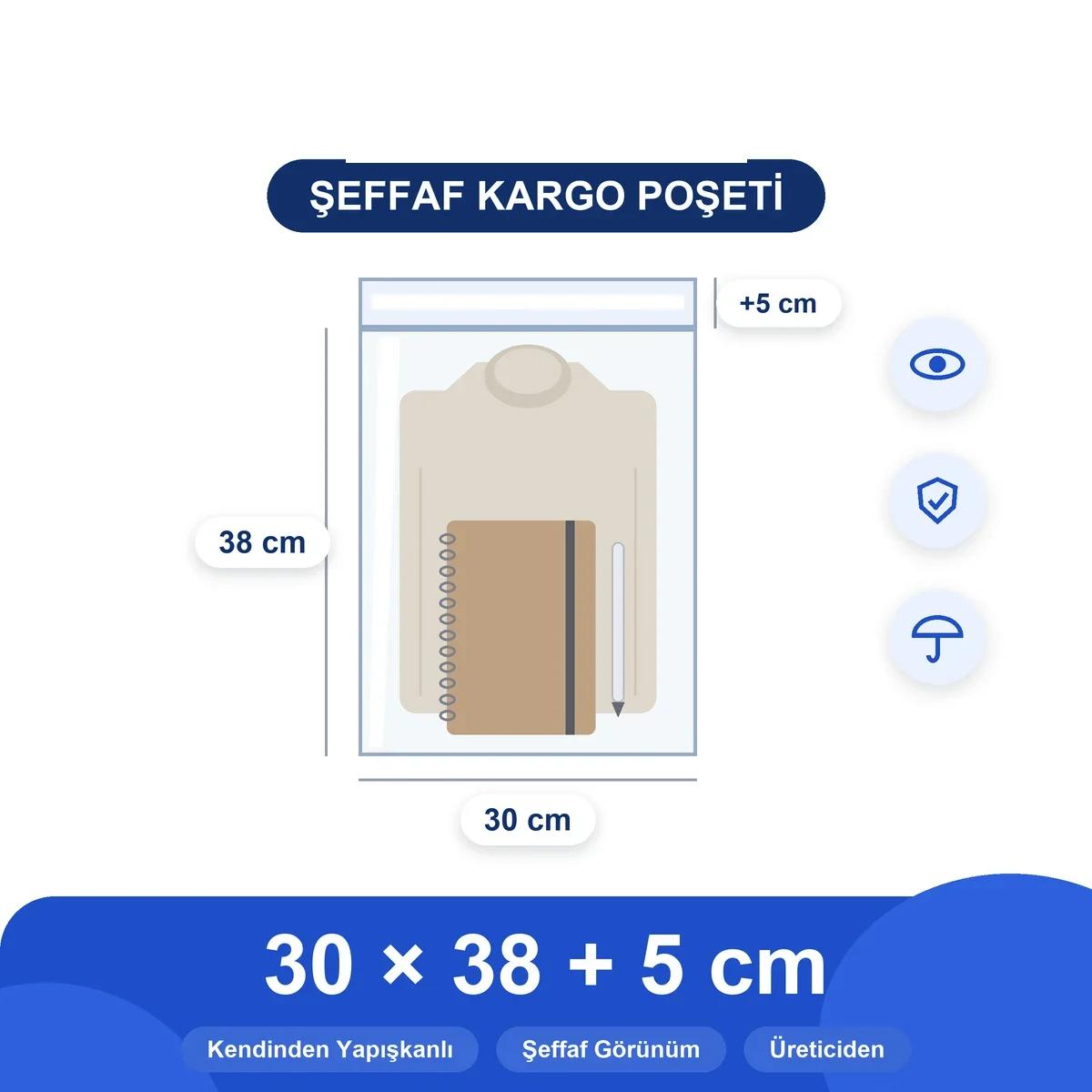 30 x 38 +5 cm Şeffaf Kargo Poşeti — Görsel 2