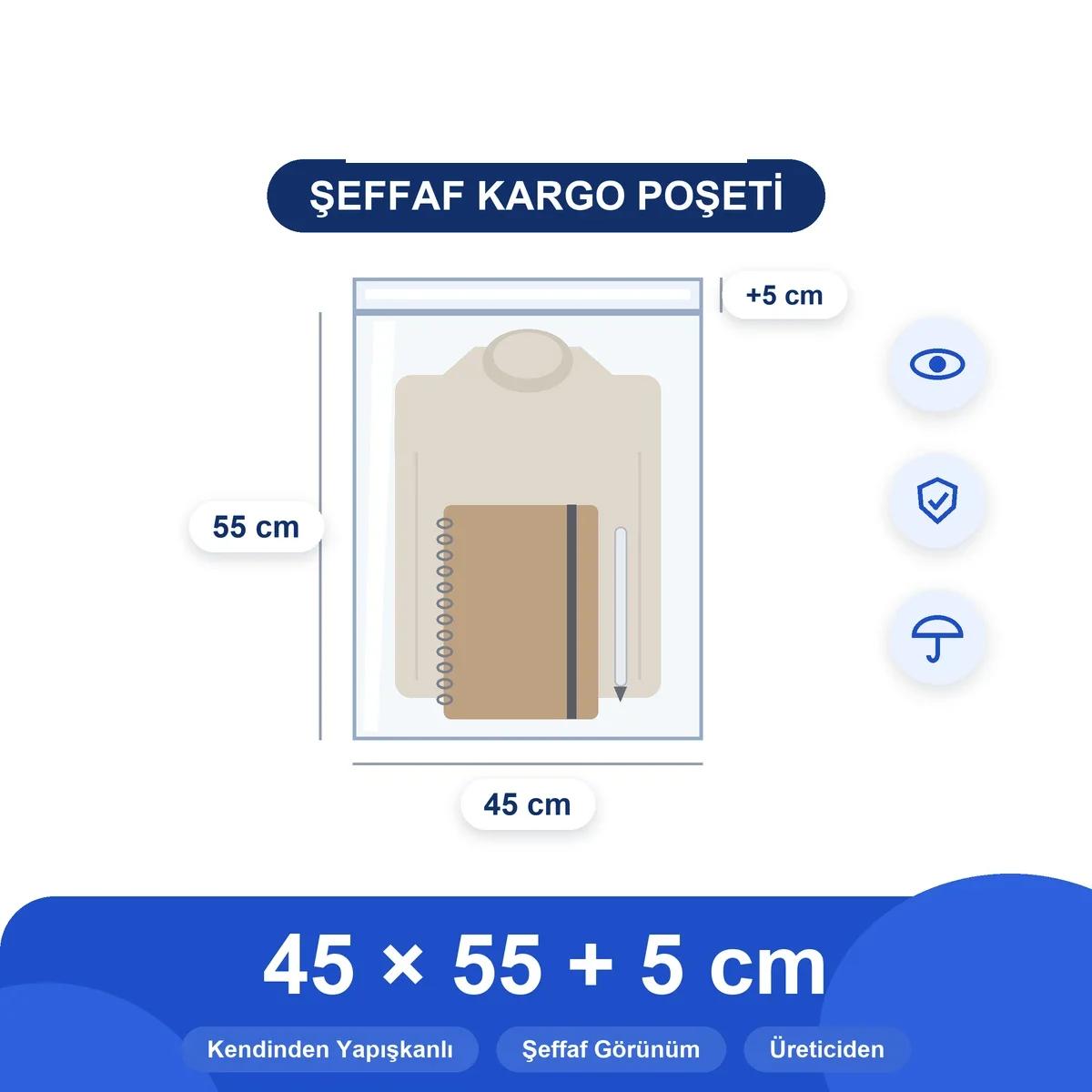 45 x 55 +5 cm Şeffaf Kargo Poşeti — Görsel 2